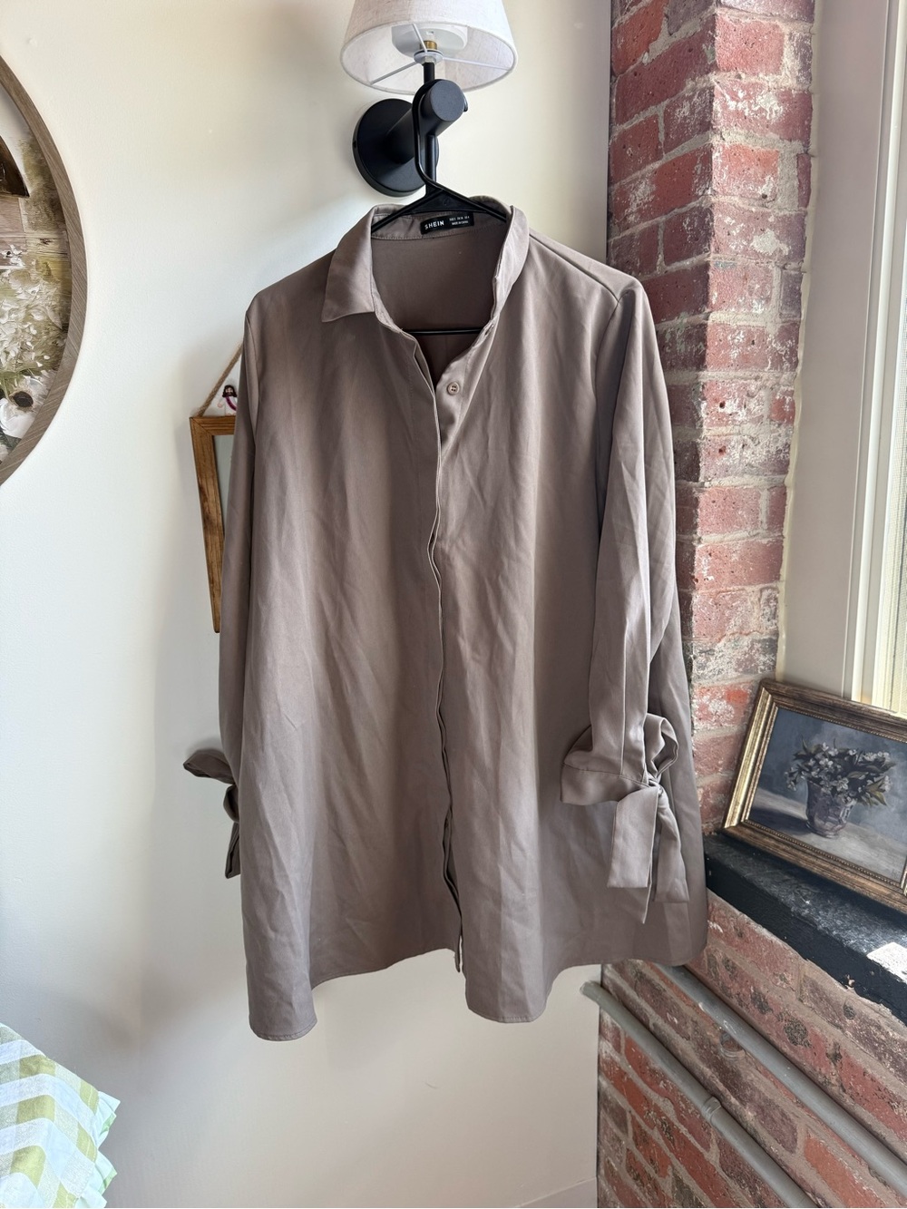 Women’s Taupe Long-Sleeve Button dress